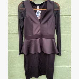 3/$15!!  NWT Black Peplum Bodycon Dress